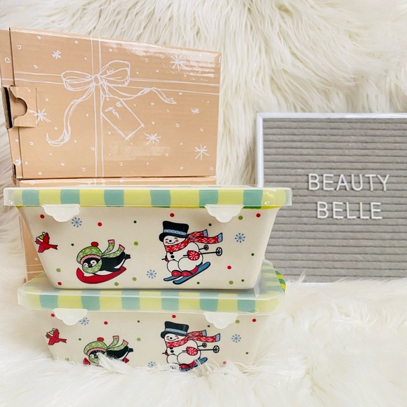 Temptations Christmas ceramic bake dishes with lids - Picture 2 of 8